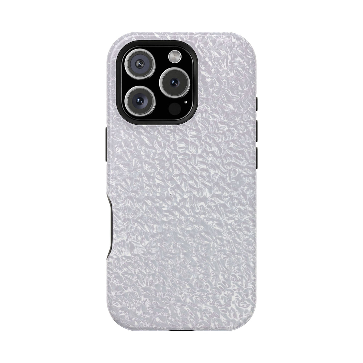 Silver Foil MagSafe case for iPhone 16 Pro, glossy finish