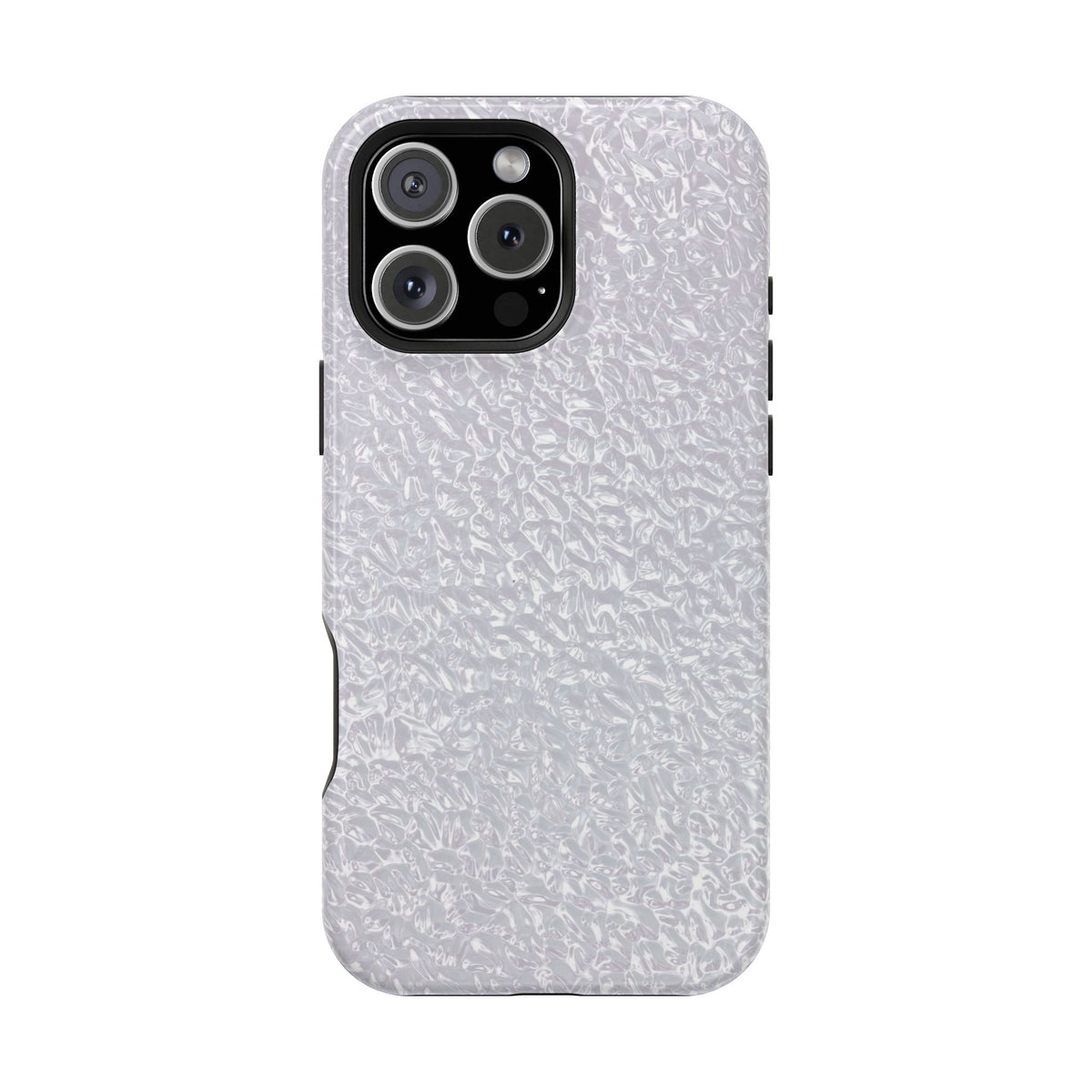 Silver Foil MagSafe case for iPhone 16 Pro Max, glossy finish