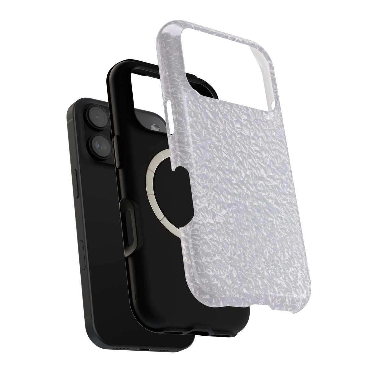 Silver Foil MagSafe case, close-up of the dual-layer construction