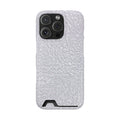 Silver Foil phone case with card holder for iPhone 16 Pro, glossy finish