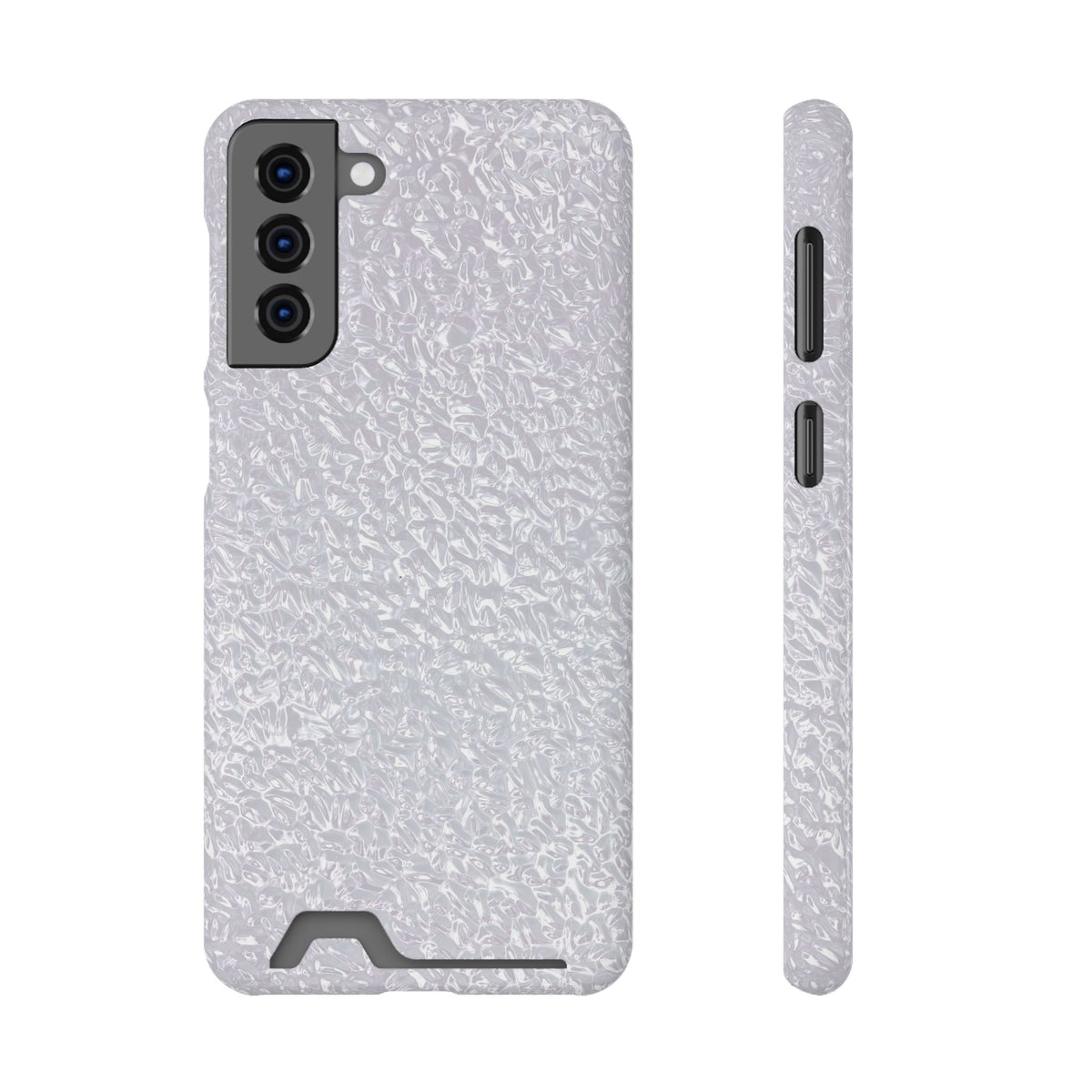 Silver Foil phone case with card holder for Samsung Galaxy S21 Plus, glossy finish