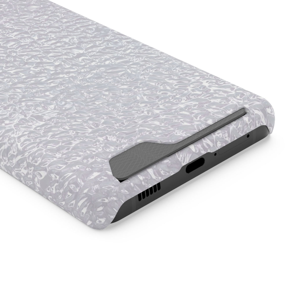 Silver Foil phone case with card holder for Samsung Galaxy S21 Ultra, glossy finish