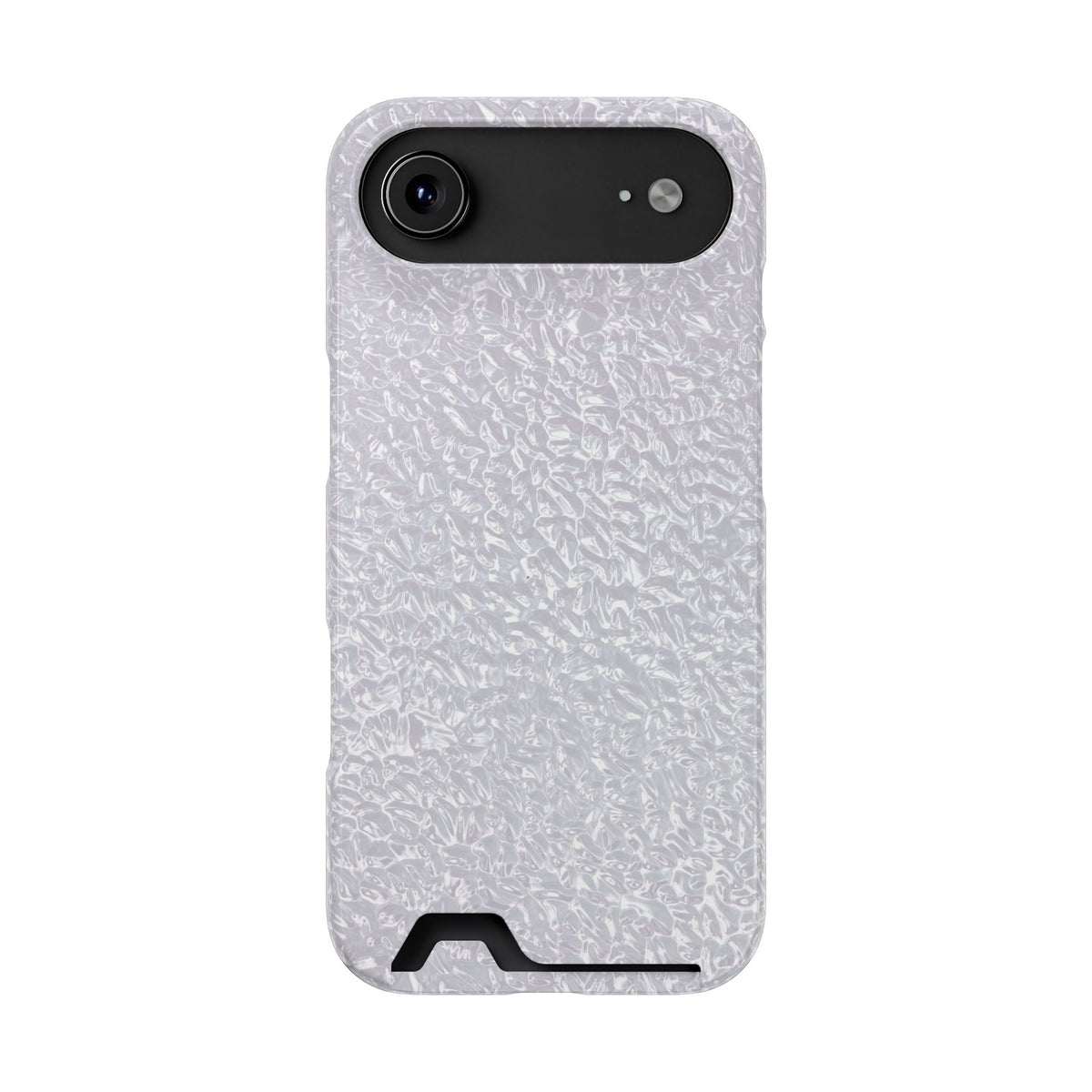 Silver Foil phone case with card holder for iPhone 17 Air, glossy finish