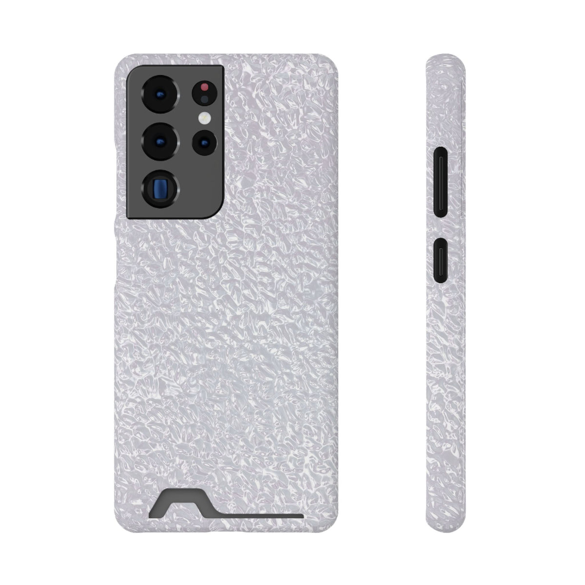 Silver Foil phone case with card holder for Samsung Galaxy S22 Plus, glossy finish