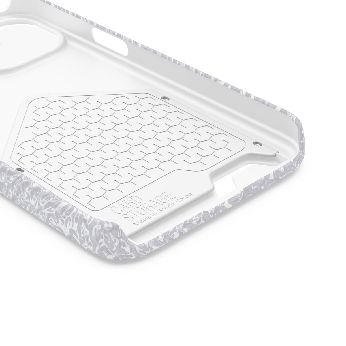 Silver Foil phone case with card holder for iPhone 13, glossy finish
