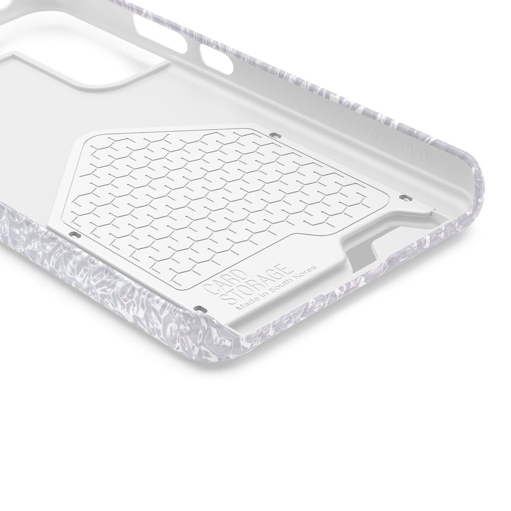 Silver Foil phone case with card holder, close-up of the inside