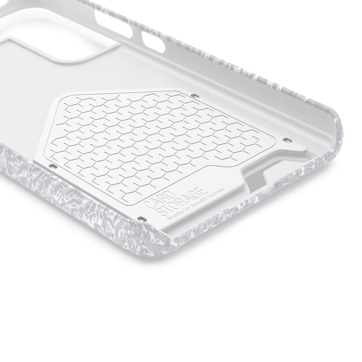 Silver Foil phone case with card holder, close-up of the inside