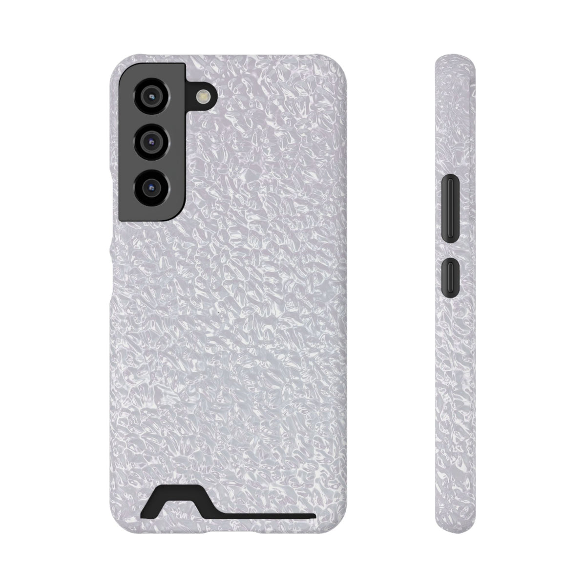 Silver Foil phone case with card holder for Samsung Galaxy S22, glossy finish