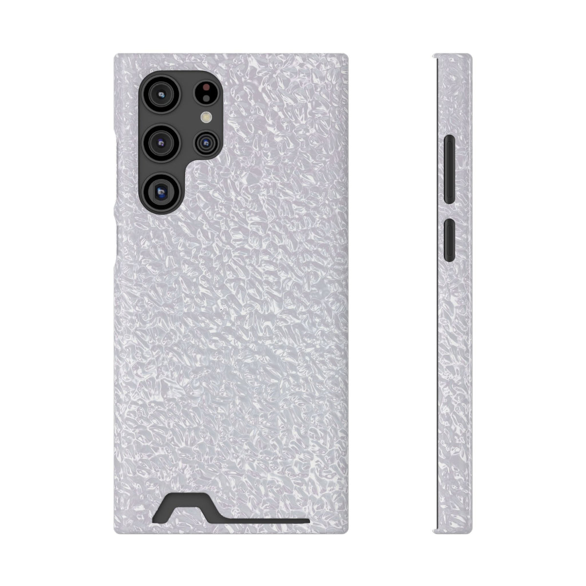 Silver Foil phone case with card holder for Samsung Galaxy S22 Ultra, glossy finish