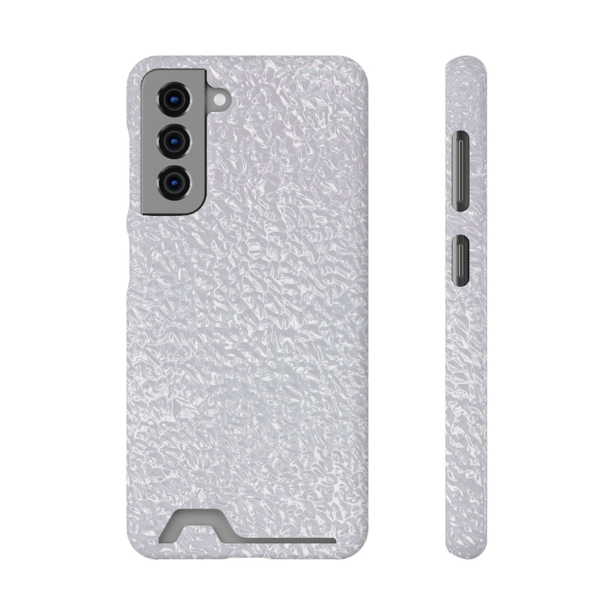 Silver Foil phone case with card holder for Samsung Galaxy S21, glossy finish