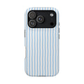 Sky Blue Stripe protective phone case for iPhone 18 Pro, glossy finish