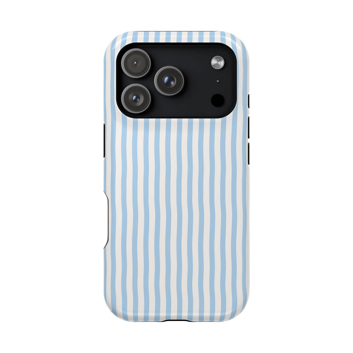 Sky Blue Stripe protective phone case for iPhone 18 Pro, glossy finish