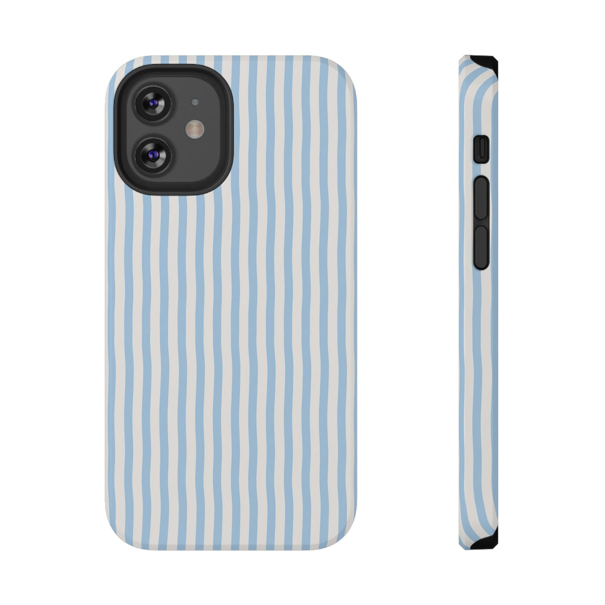 Sky Blue Stripe protective phone case for iPhone 12 Mini, glossy finish