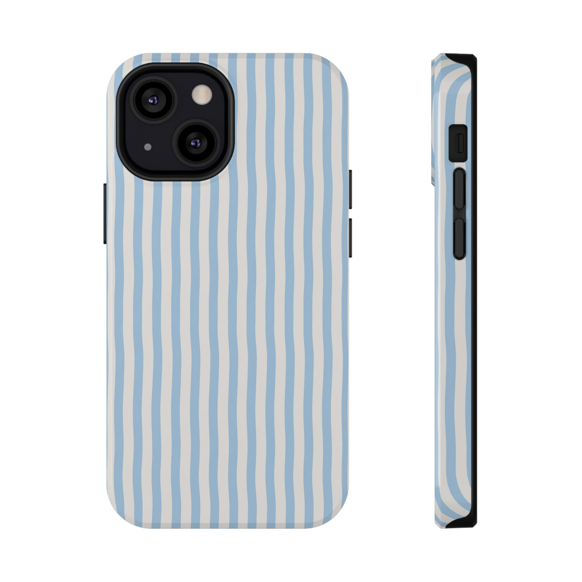 Sky Blue Stripe protective phone case for iPhone 13 Mini, glossy finish