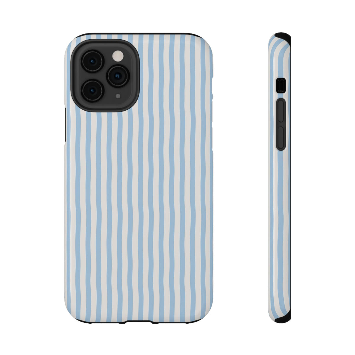 Sky Blue Stripe protective phone case for iPhone 11 Pro, glossy finish