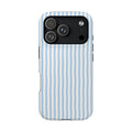 Sky Blue Stripe MagSafe case for iPhone 18 Pro, glossy finish