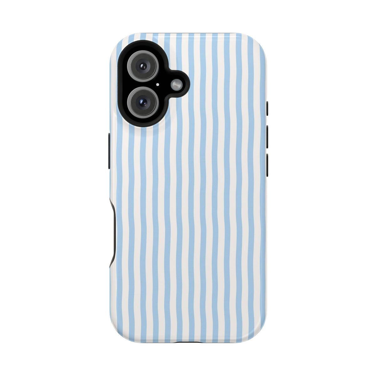 Sky Blue Stripe MagSafe case for iPhone 16, glossy finish
