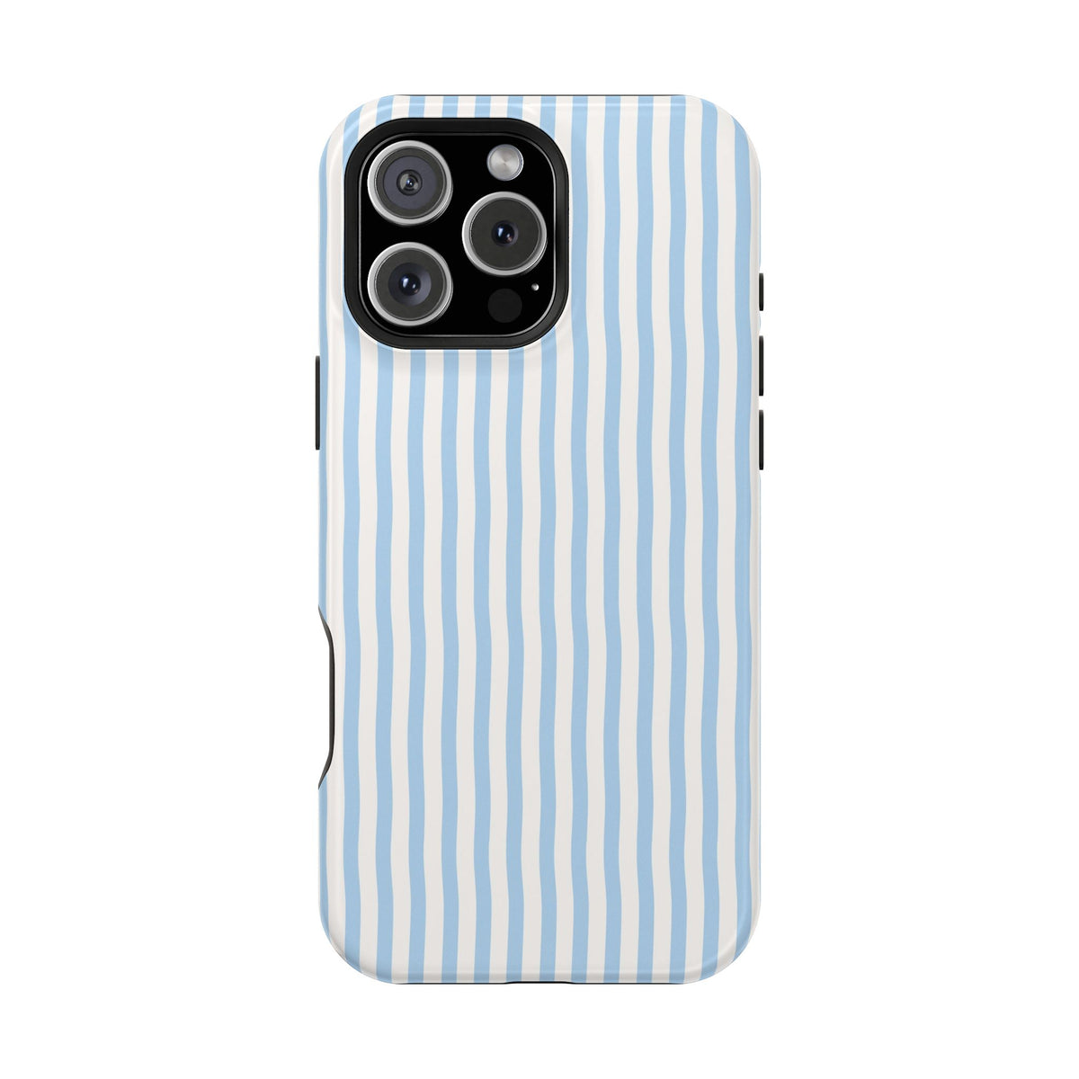Sky Blue Stripe MagSafe case for iPhone 16 Pro Max, glossy finish