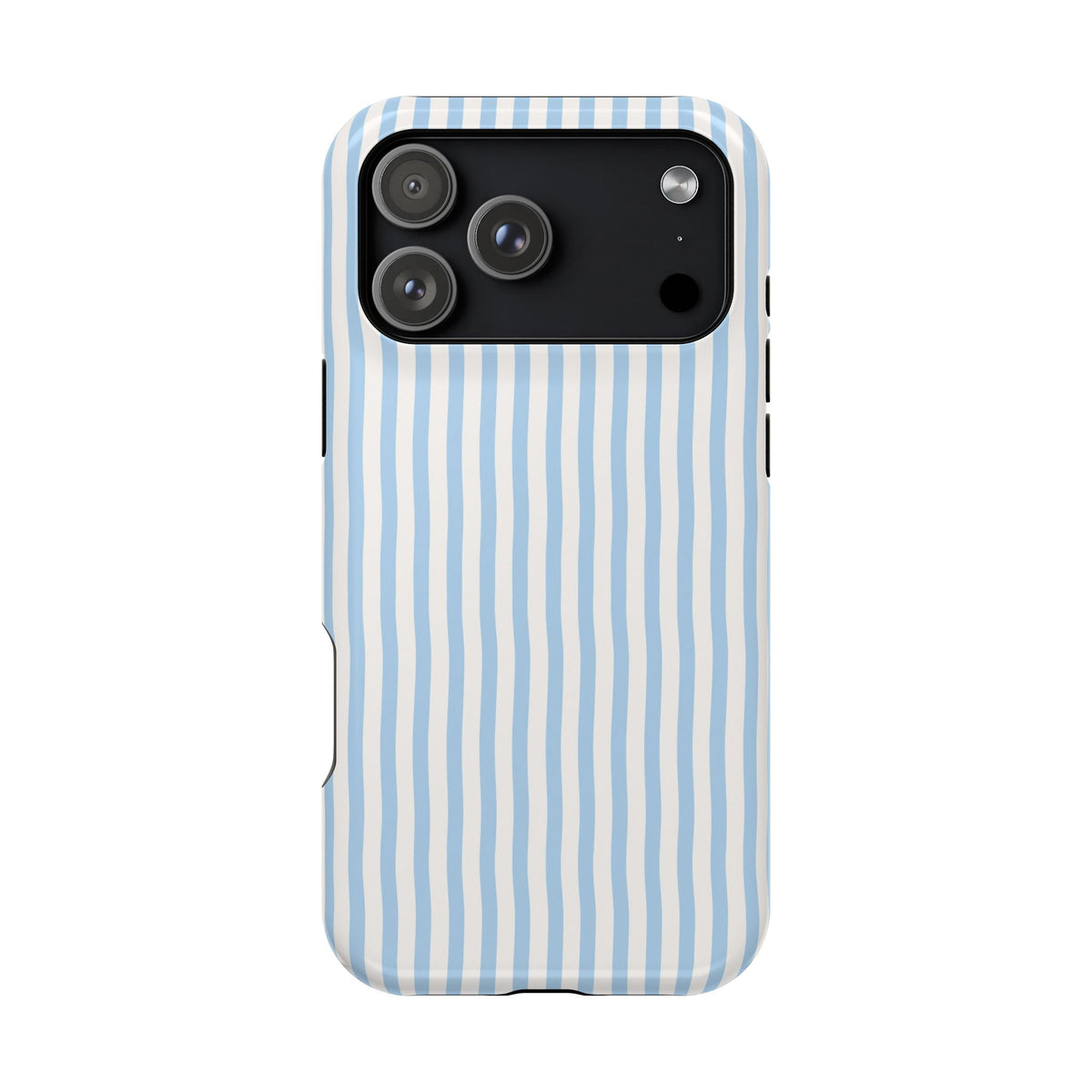 Sky Blue Stripe MagSafe case for iPhone 17 Pro Max, glossy finish