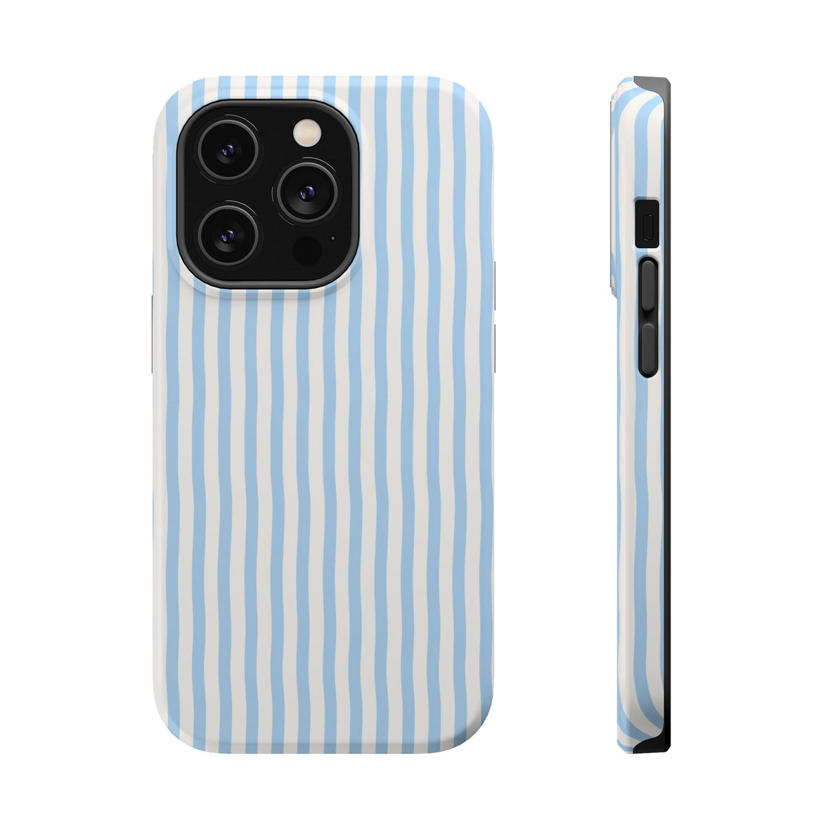 Sky Blue Stripe MagSafe case for iPhone 14 Pro, glossy finish