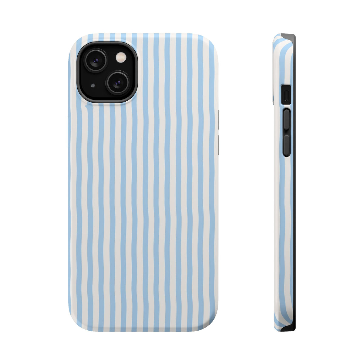 Sky Blue Stripe MagSafe case for iPhone 14 Plus, glossy finish