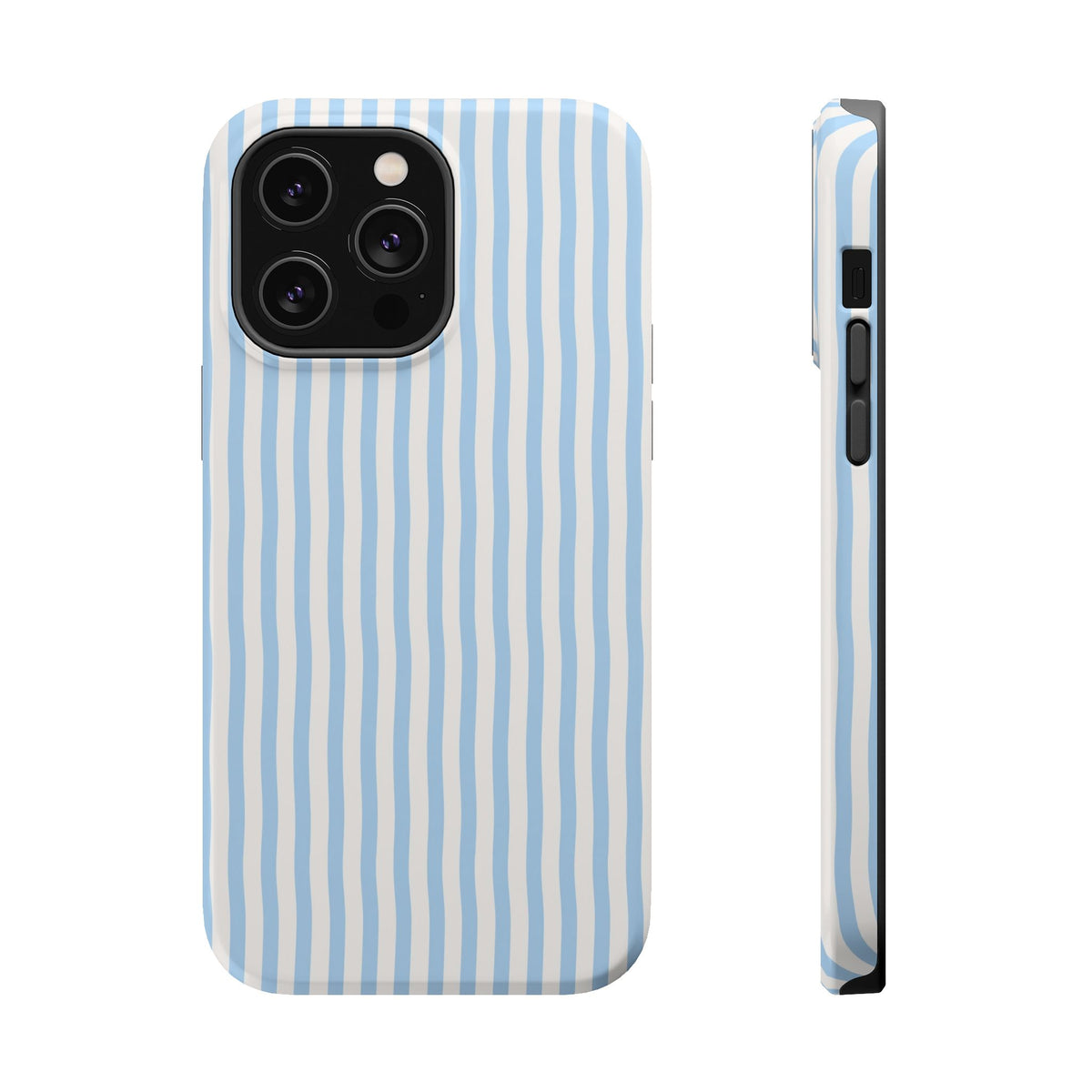 Sky Blue Stripe MagSafe case for iPhone 14 Pro Max, glossy finish