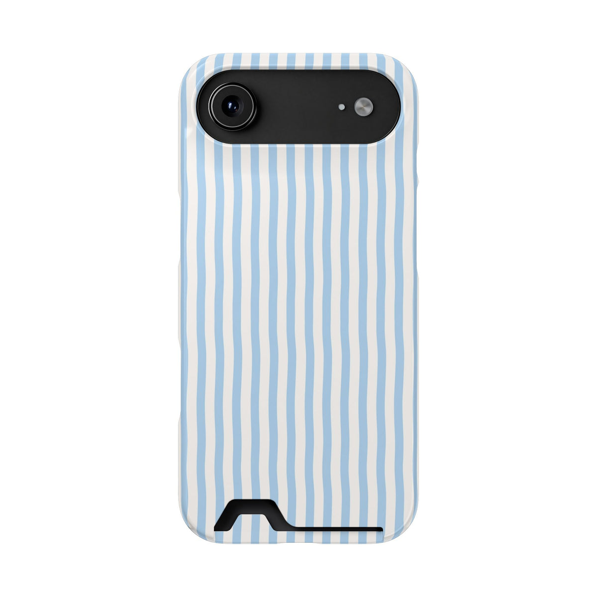 Sky Blue Stripe phone case with card holder for iPhone 17 Air, glossy finish