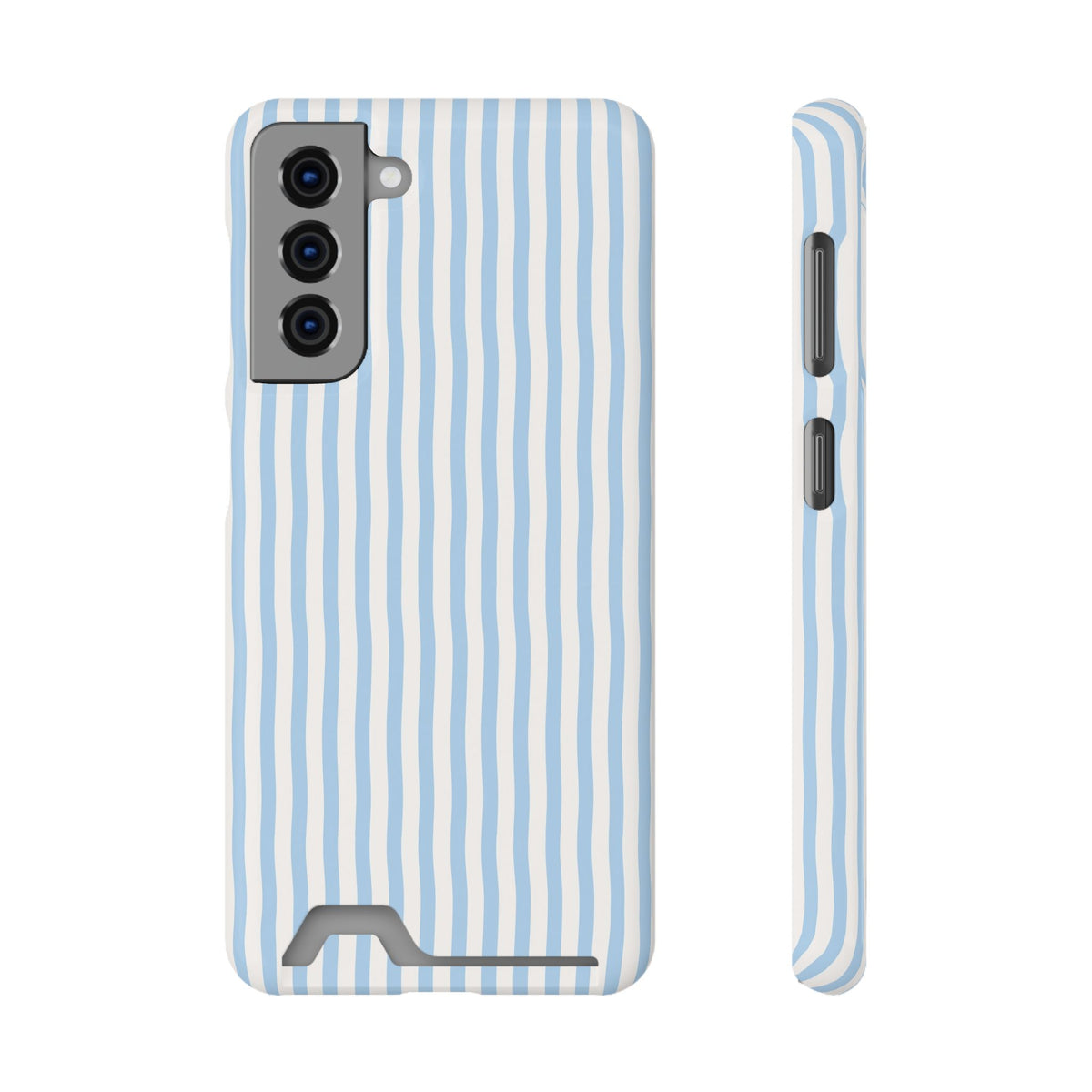 Sky Blue Stripe phone case with card holder for Samsung Galaxy S21, glossy finish
