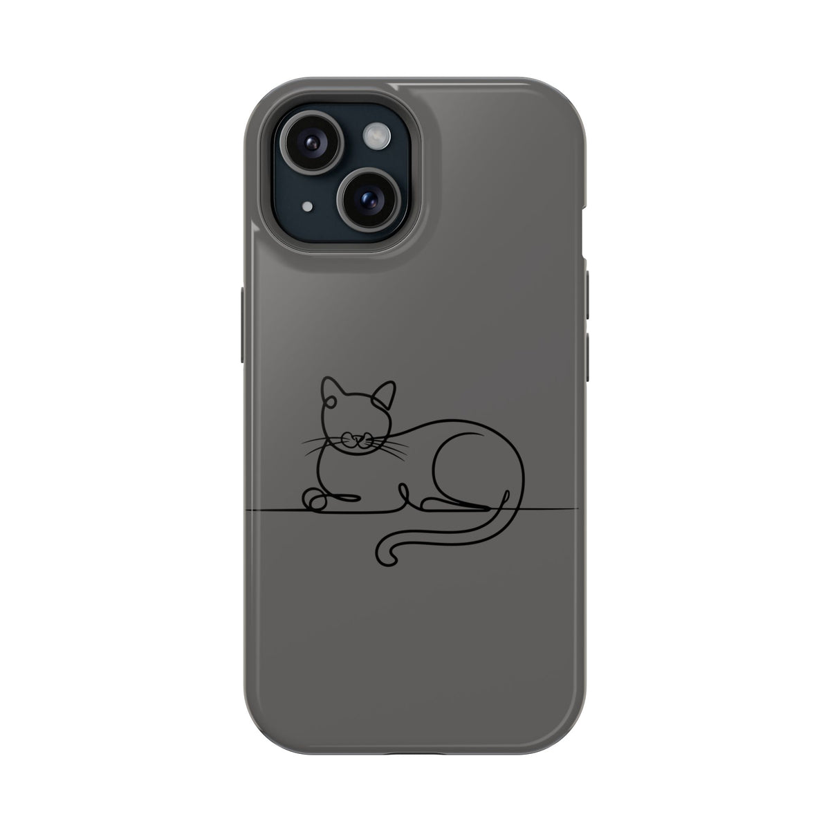 Sleepy Cat protective phone case for iPhone 15, glossy finish