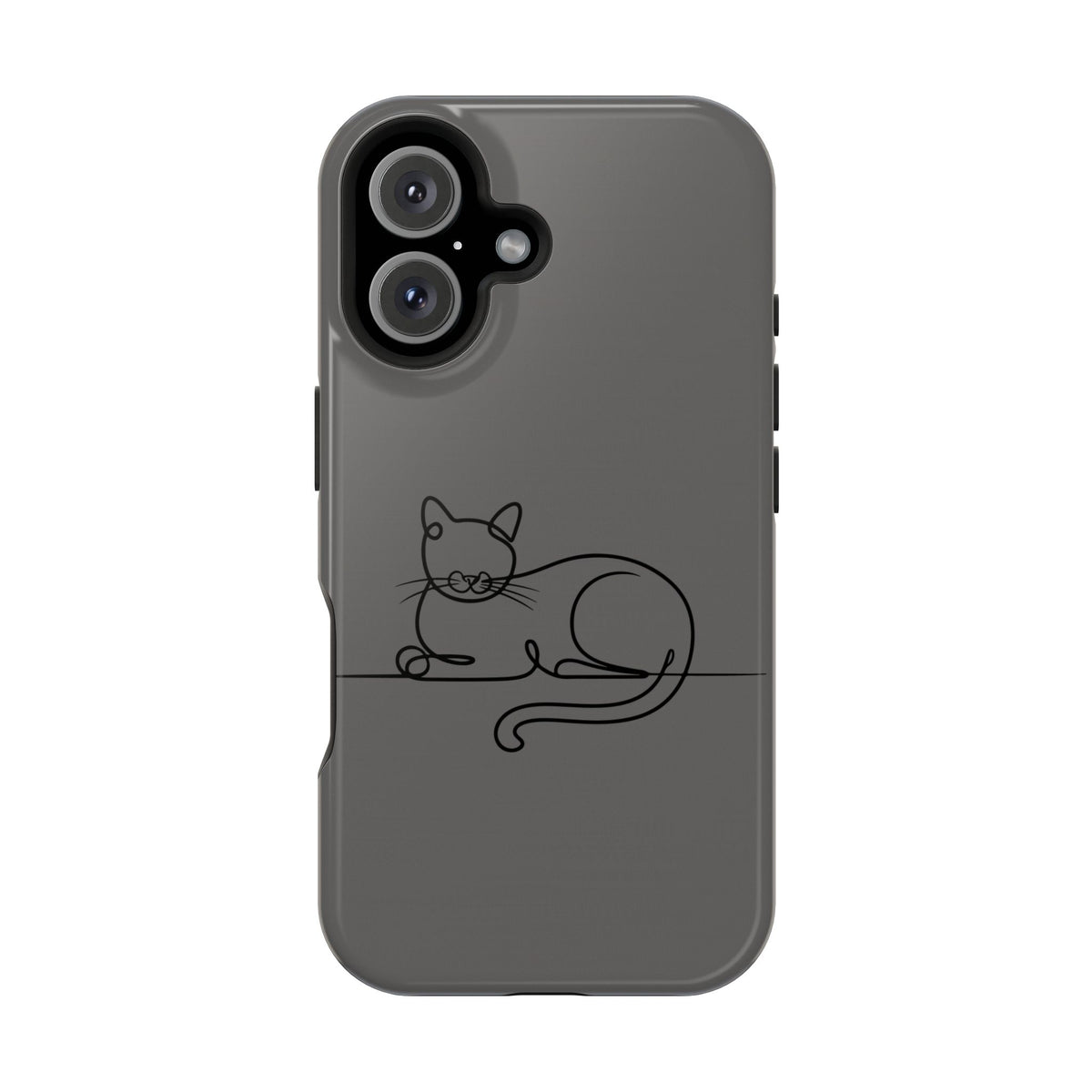 Sleepy Cat protective phone case for iPhone 16, glossy finish