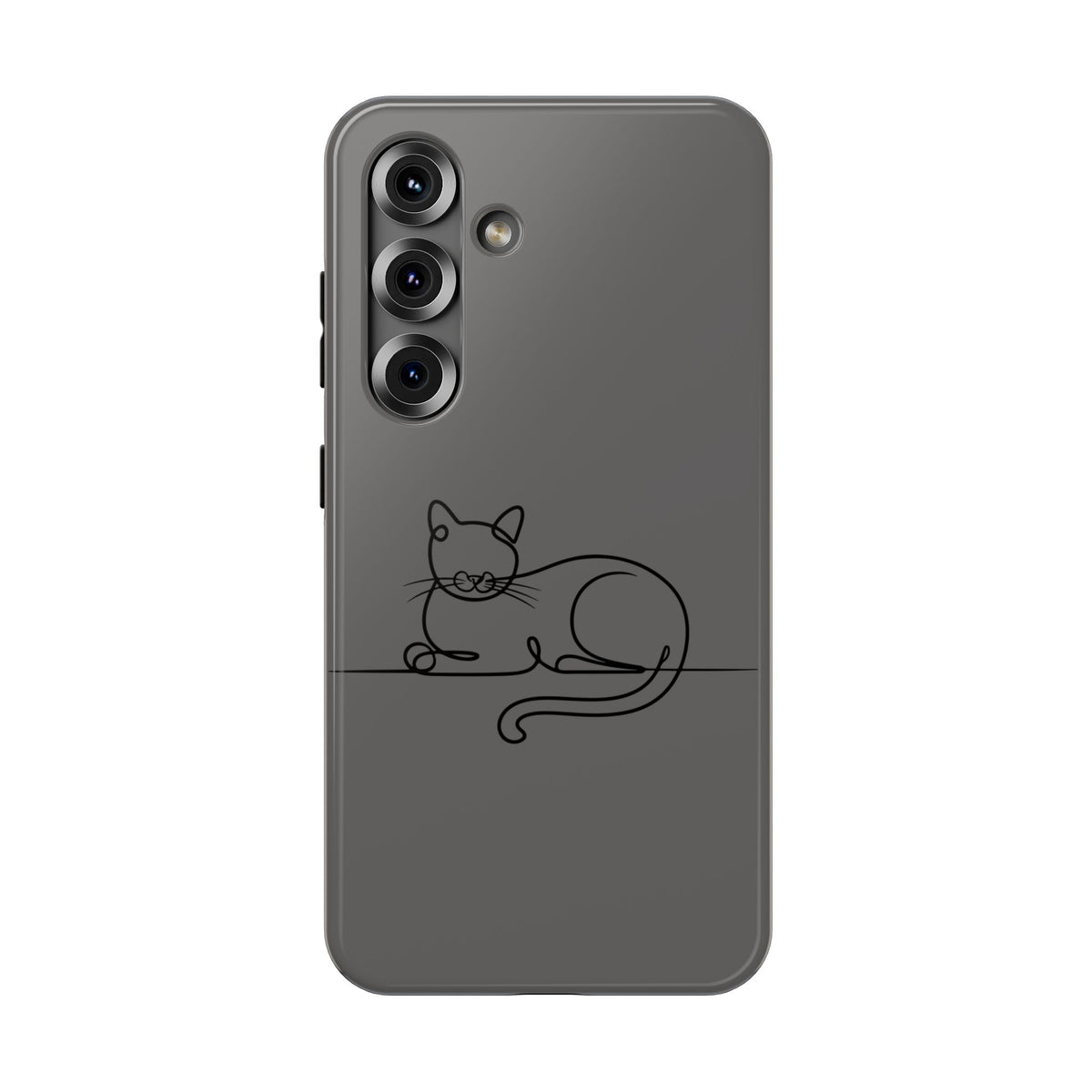 Sleepy Cat protective phone case for Samsung Galaxy S25, glossy finish