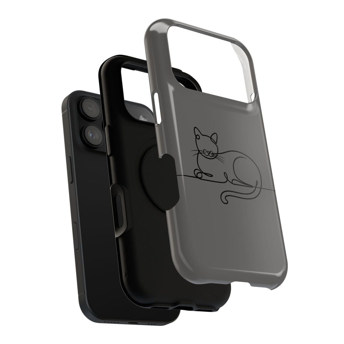 Sleepy Cat protective phone case, close-up of the dual-layer construction