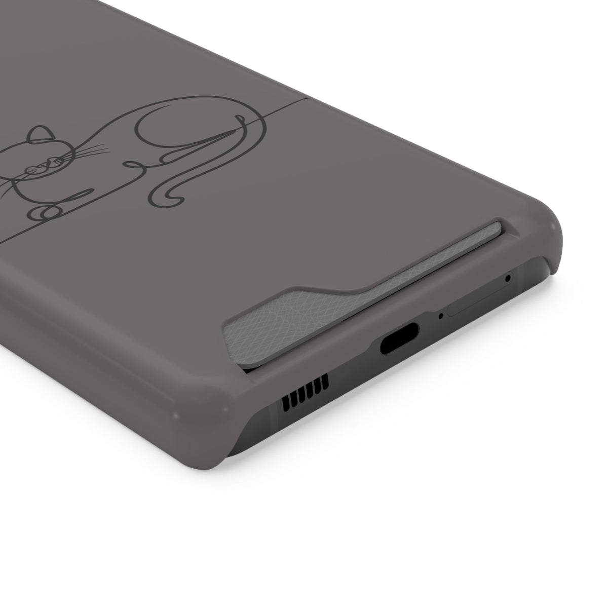 Sleepy Cat phone case with card holder for Samsung Galaxy S21 Ultra, glossy finish