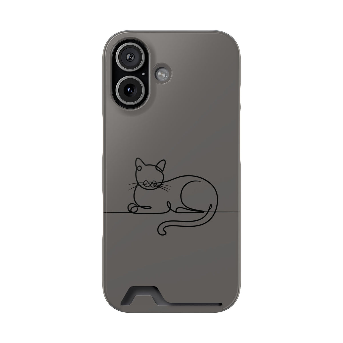 Sleepy Cat phone case with card holder for iPhone 17, glossy finish