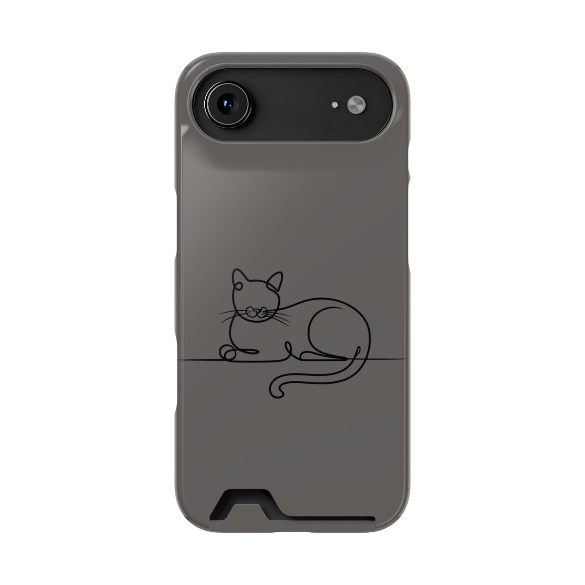 Sleepy Cat phone case with card holder for iPhone 17 Air, glossy finish