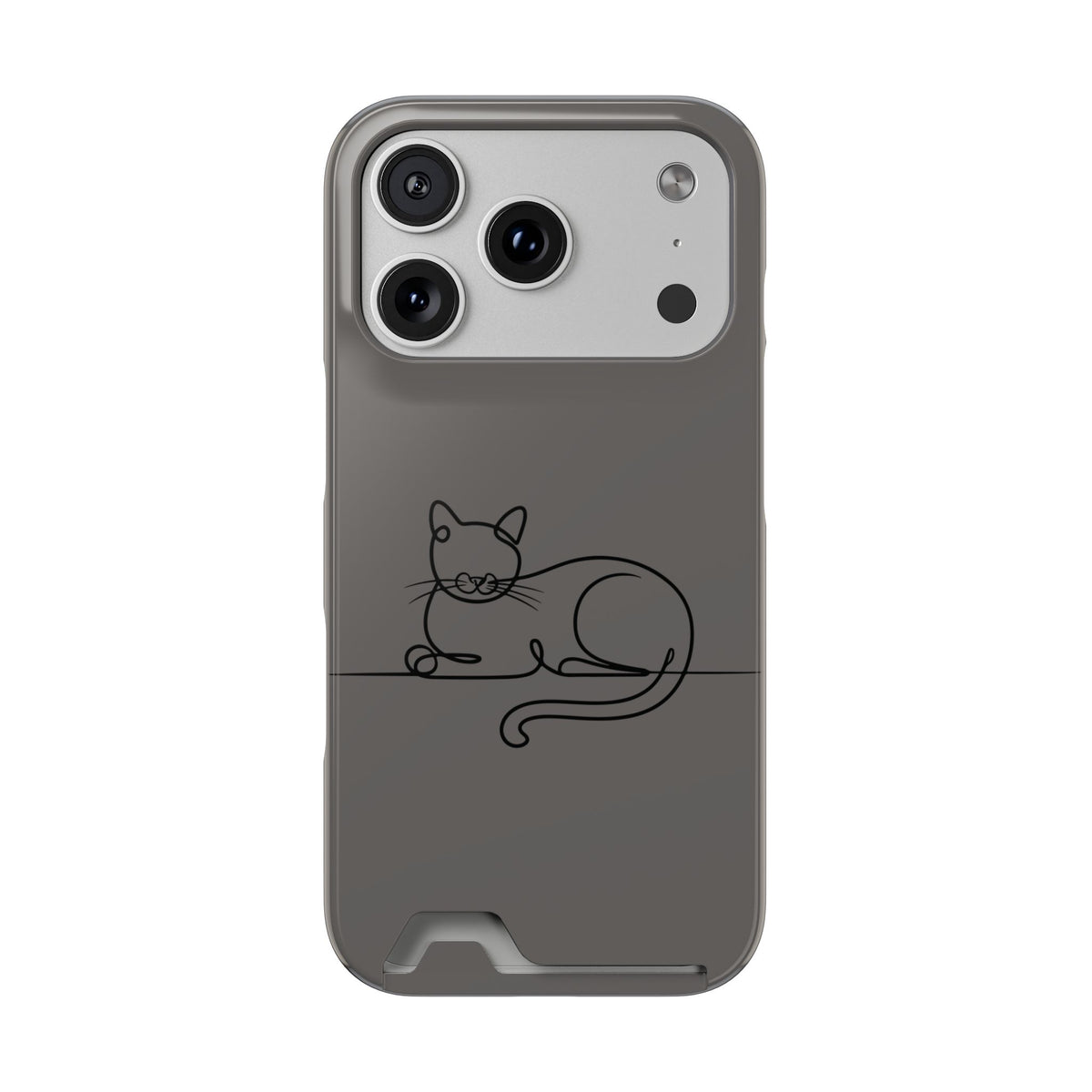 Sleepy Cat phone case with card holder for iPhone 17 Pro, glossy finish