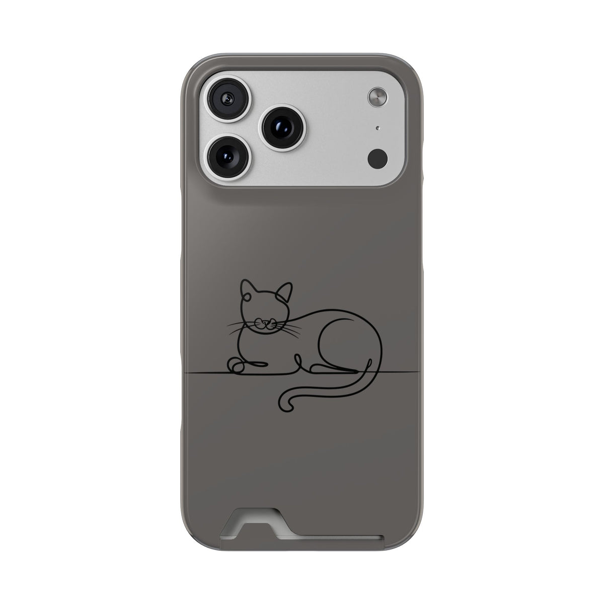 Sleepy Cat phone case with card holder for iPhone 17 Pro Max, glossy finish