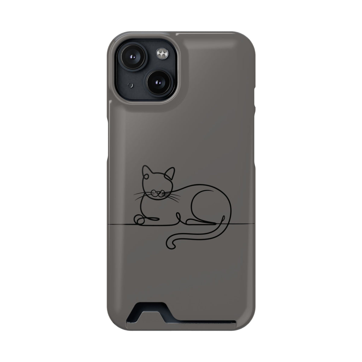 Sleepy Cat phone case with card holder for iPhone 14, glossy finish