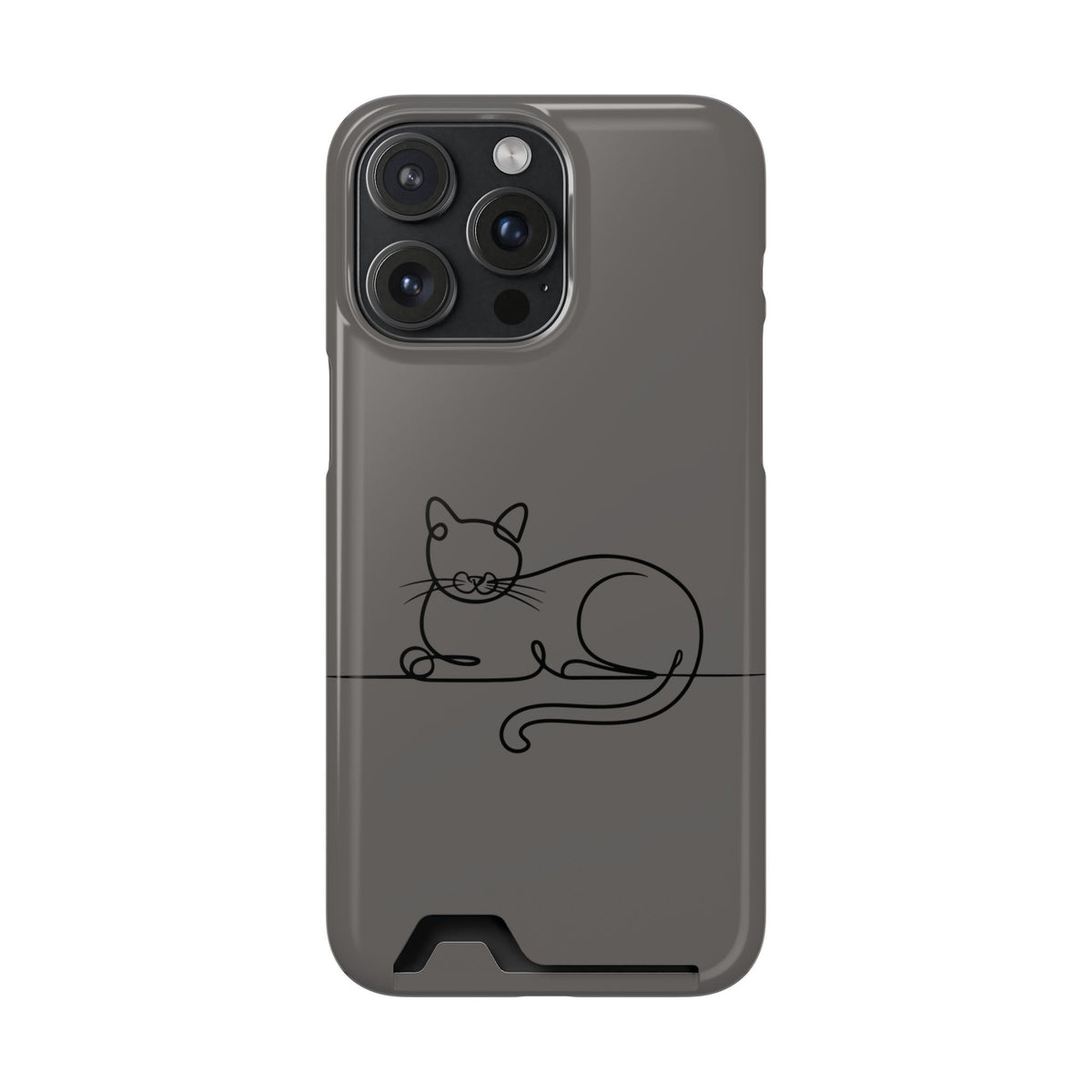 Sleepy Cat phone case with card holder for iPhone 15 Pro Max, glossy finish