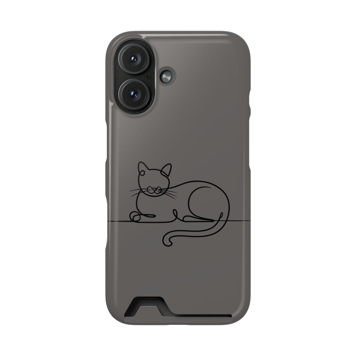 Sleepy Cat phone case with card holder for iPhone 16, glossy finish