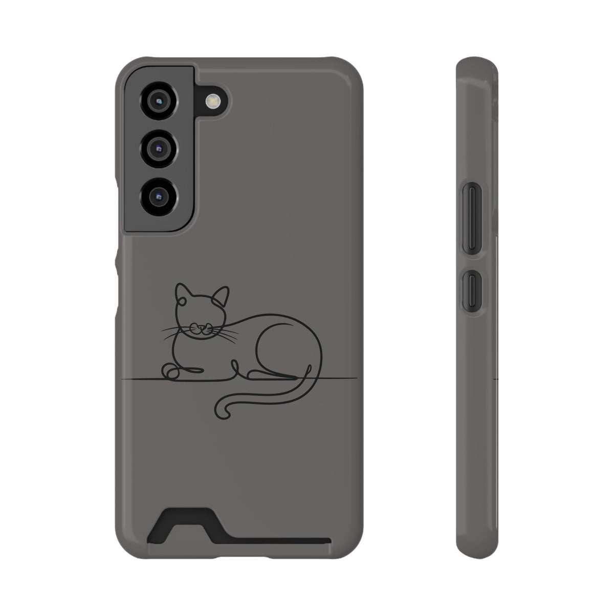 Sleepy Cat phone case with card holder for Samsung Galaxy S22, glossy finish