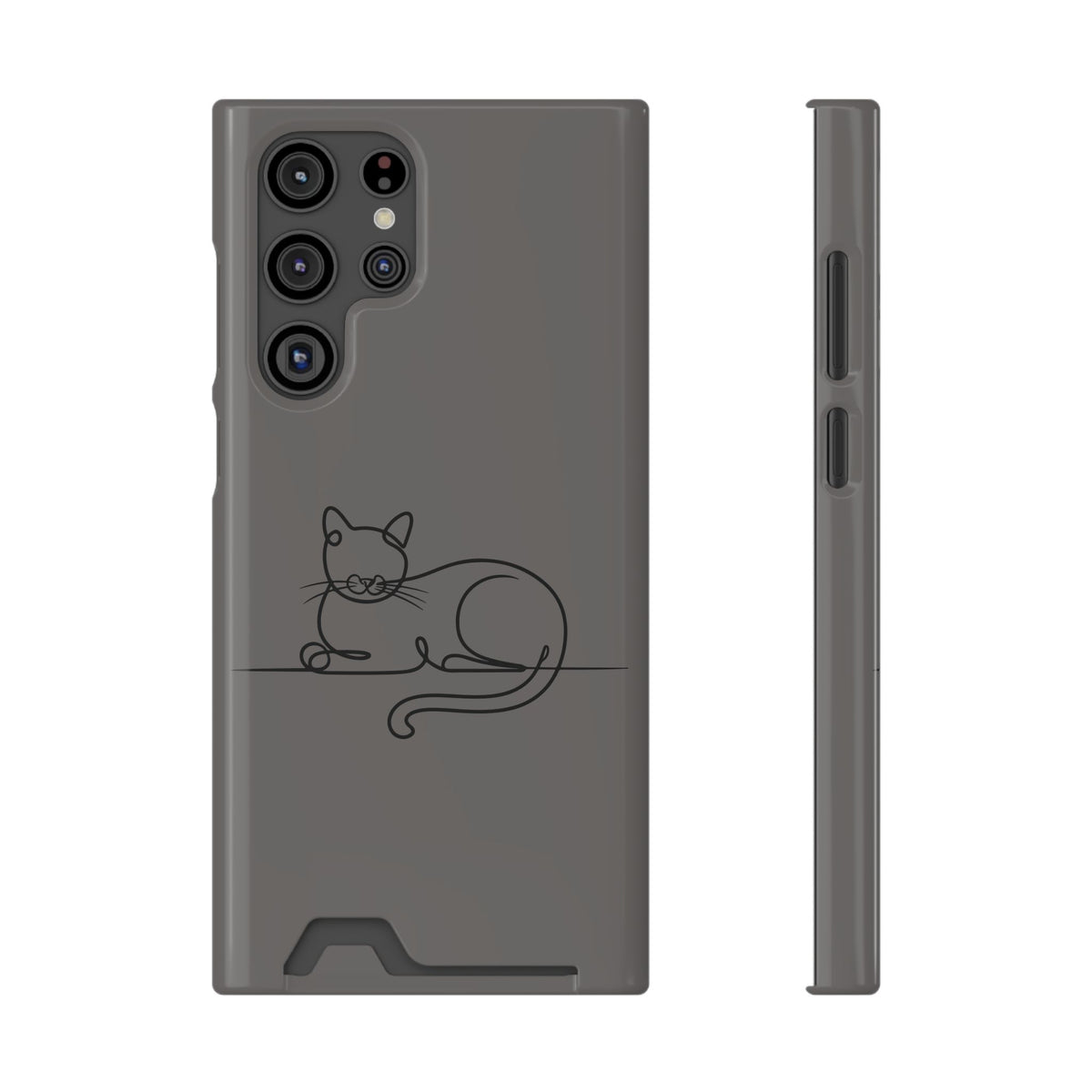 Sleepy Cat phone case with card holder for Samsung Galaxy S22 Ultra, glossy finish