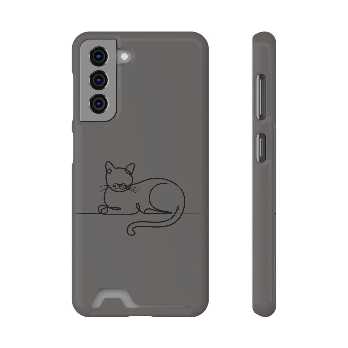 Sleepy Cat phone case with card holder for Samsung Galaxy S21, glossy finish