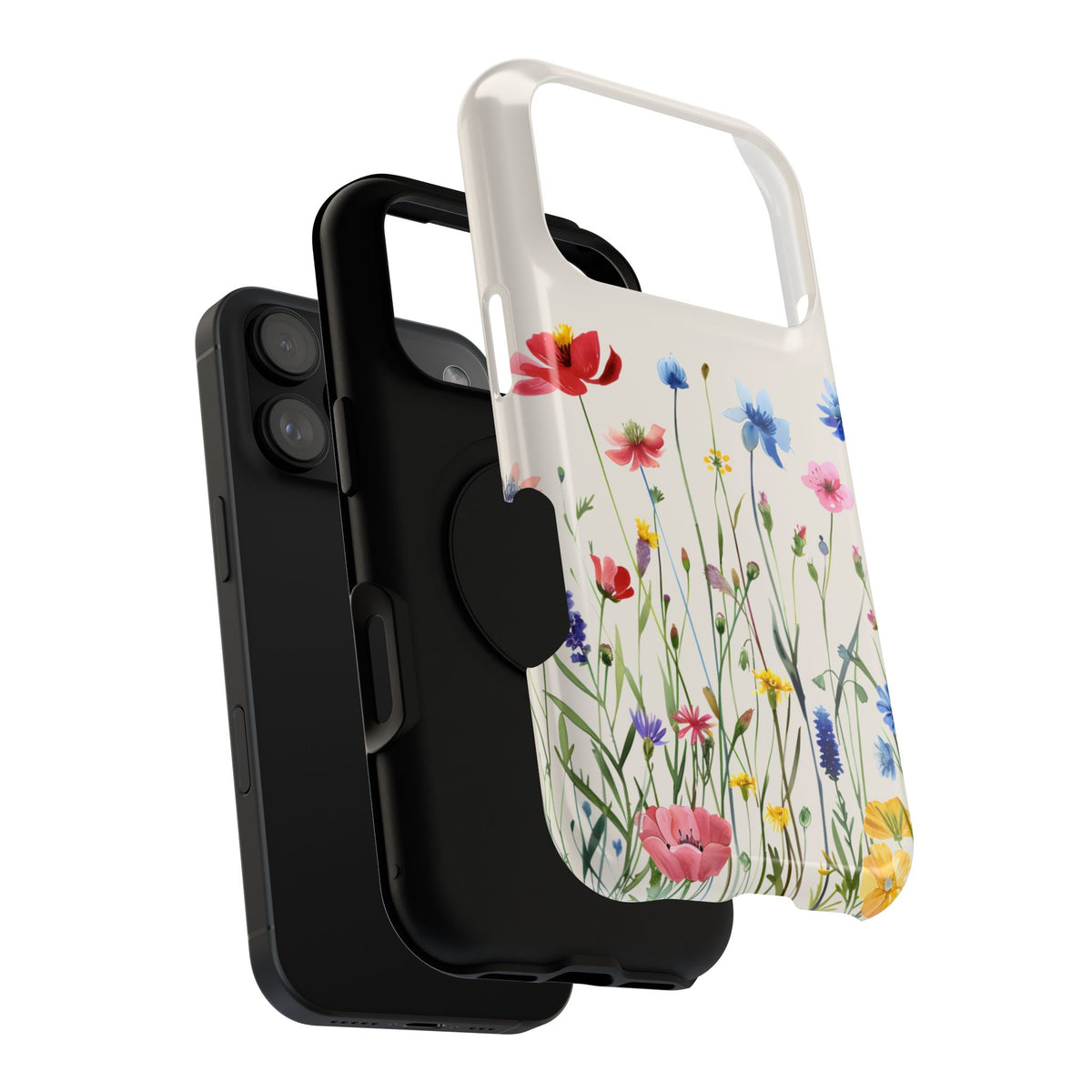 Spring Meadow protective phone case, close-up of the dual-layer construction