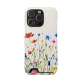 Spring Meadow phone case with card holder for iPhone 16 Pro, glossy finish