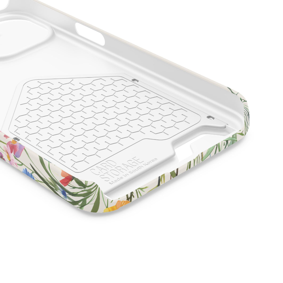 Spring Meadow phone case with card holder for iPhone 13, glossy finish