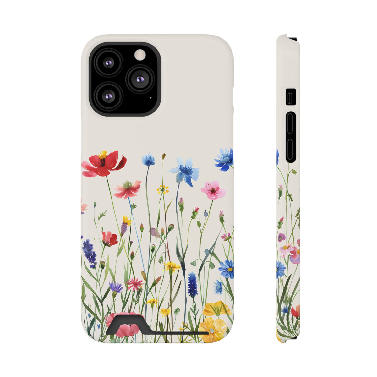 Spring Meadow phone case with card holder for iPhone 13 Pro Max, glossy finish