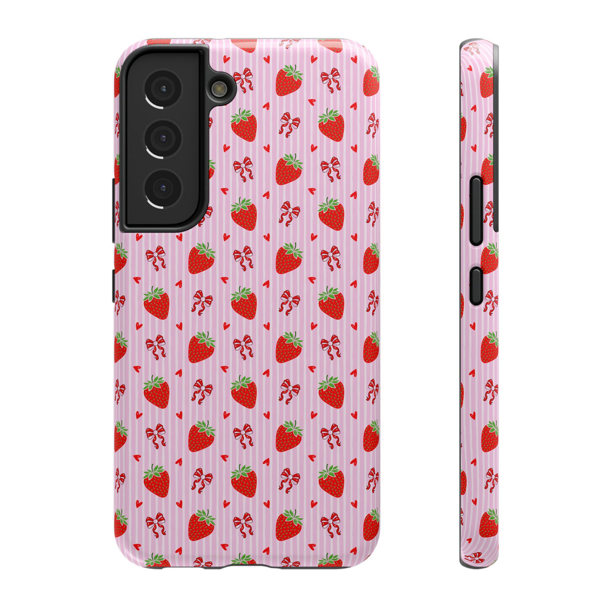 Strawberry Bow protective phone case for Samsung Galaxy S22, glossy finish