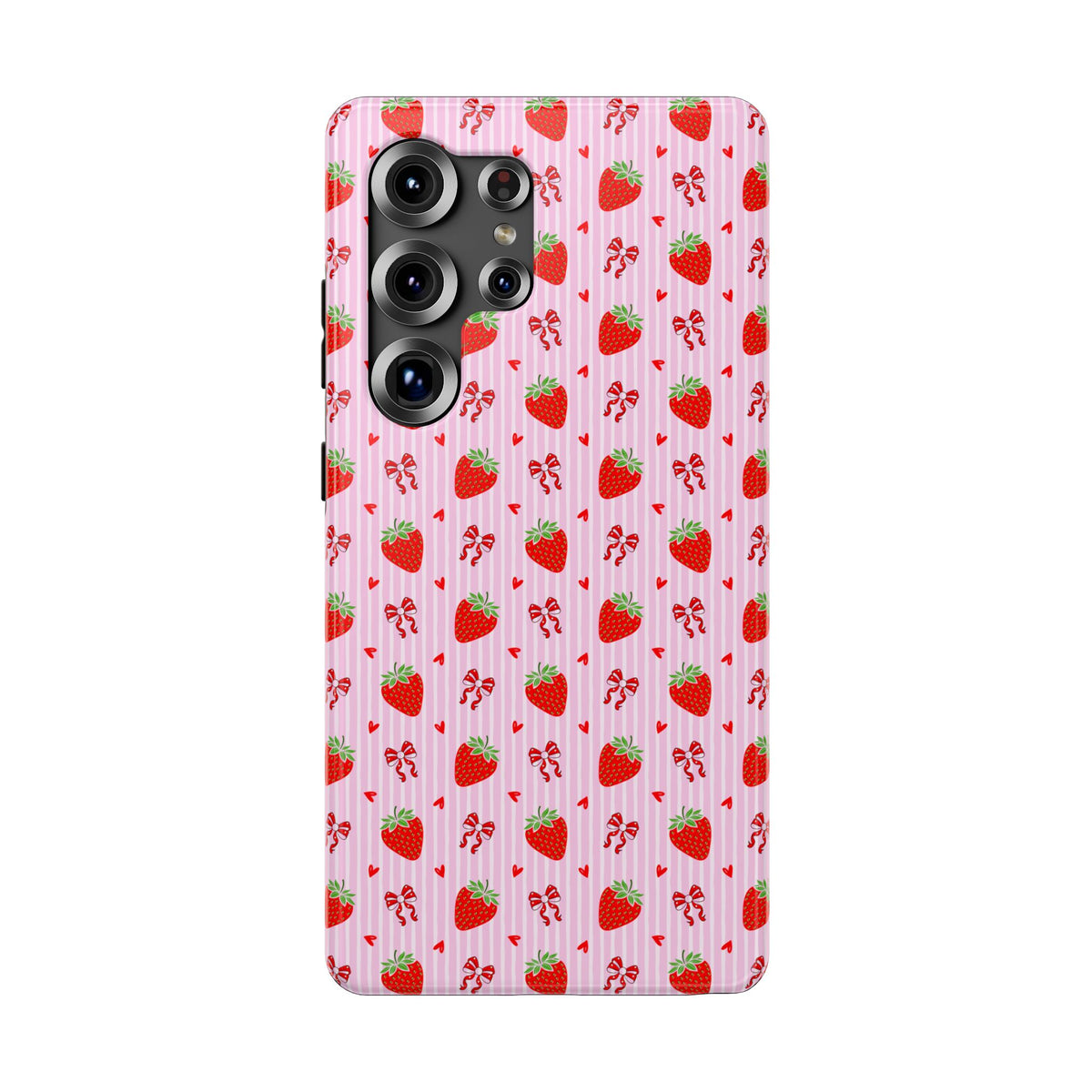 Strawberry Bow protective phone case for Samsung Galaxy S25 Ultra, glossy finish
