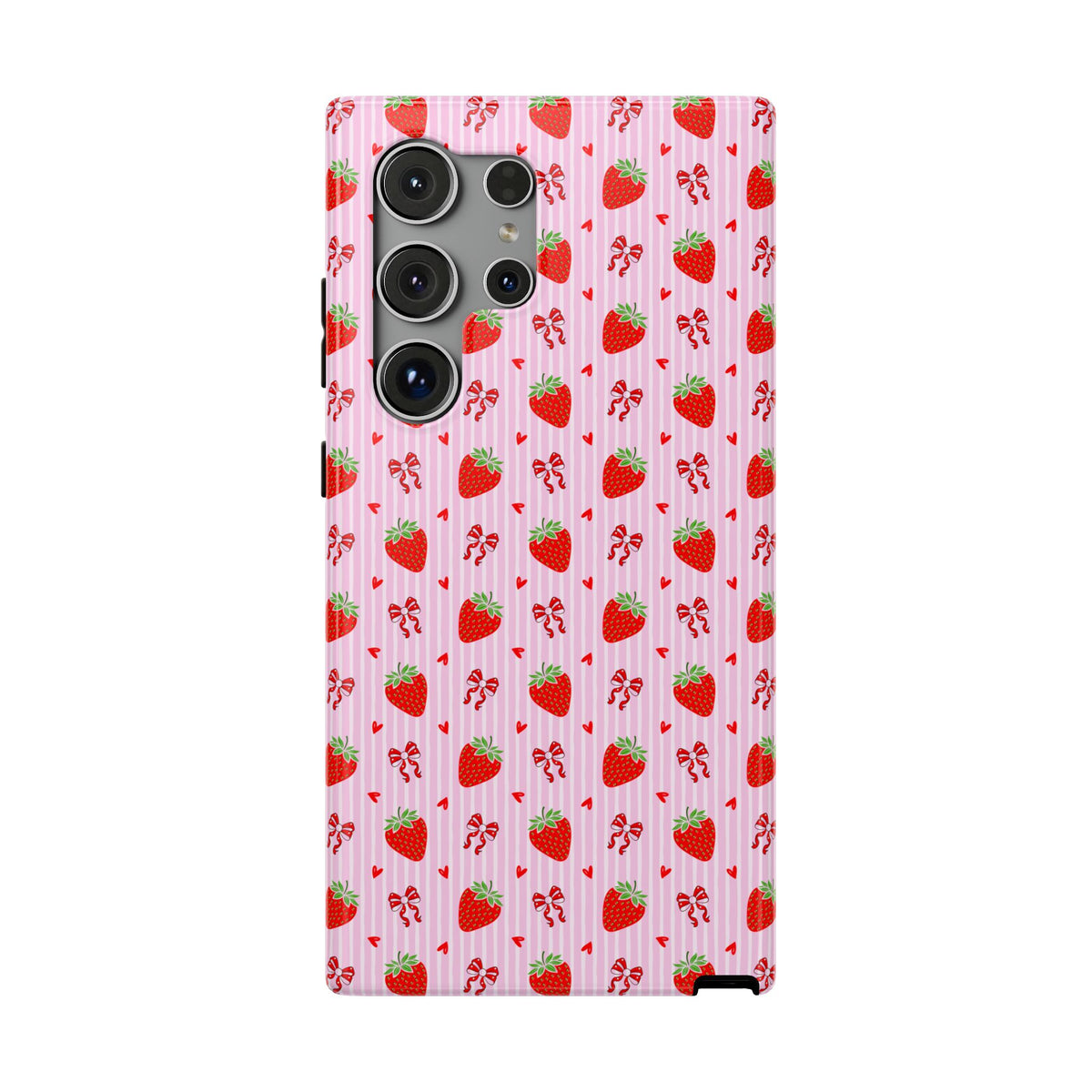 Strawberry Bow protective phone case for Samsung Galaxy S24 Ultra, glossy finish